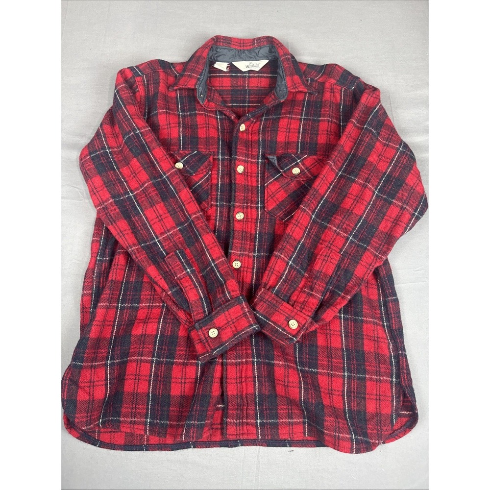 Vintage Woolrich Shirt Mens Large Wool Plaid Flannel Long Sleeve